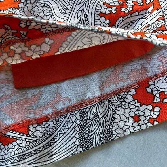 J. Crew 3” Printed Boardwalk Pull-On Linen Shorts Orange Paisley Sz 4 - Picture 3 of 7